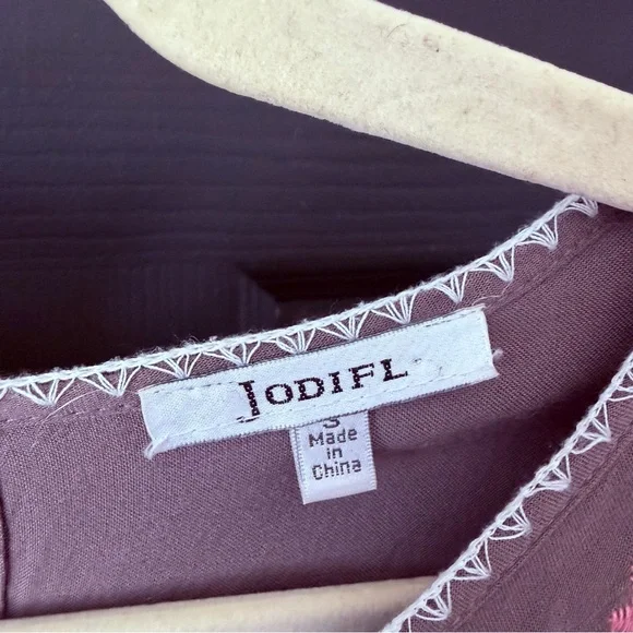 JODIFL Brown Maxi Dress with Multicolor Floral Embroidery - Picture 2 of 5